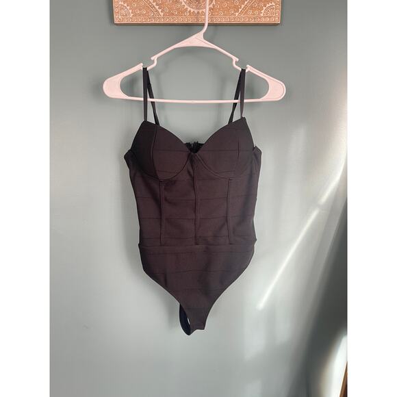 Haute Monde Black Bandage Style Corset Sleeveless Bodysuit - Picture 1 of 5